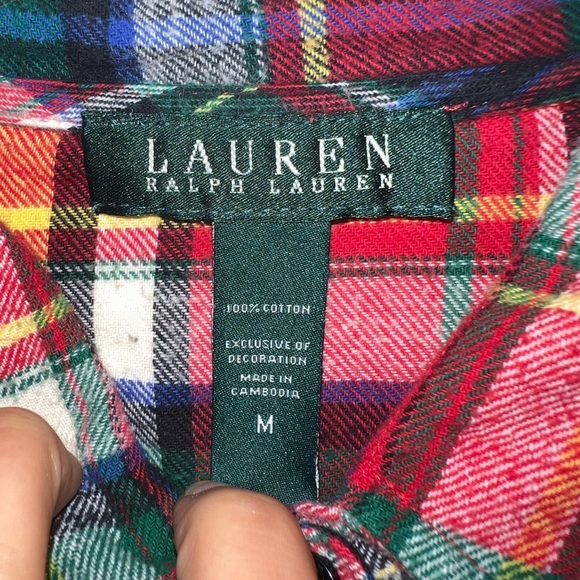 Lauren Ralph Lauren Multicolor Plaid Flannel Shirt Size Medium - Picture 3 of 8